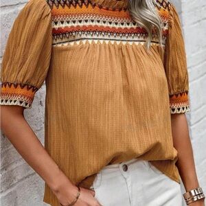 Embroidered Mustard Top